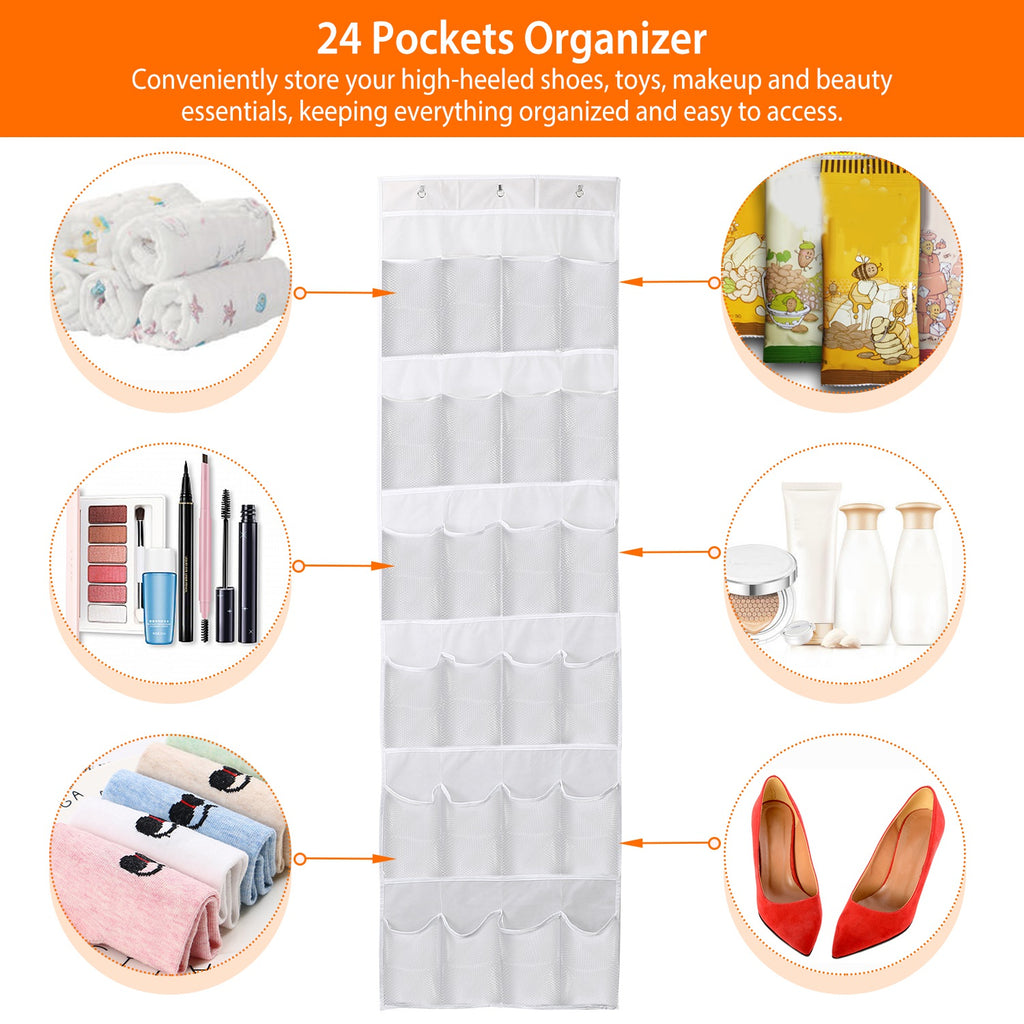 Sur la porte Sac de chaussures pour derrière la porte 24-Pocket cristal clair Organisateur 6-Layer Hang