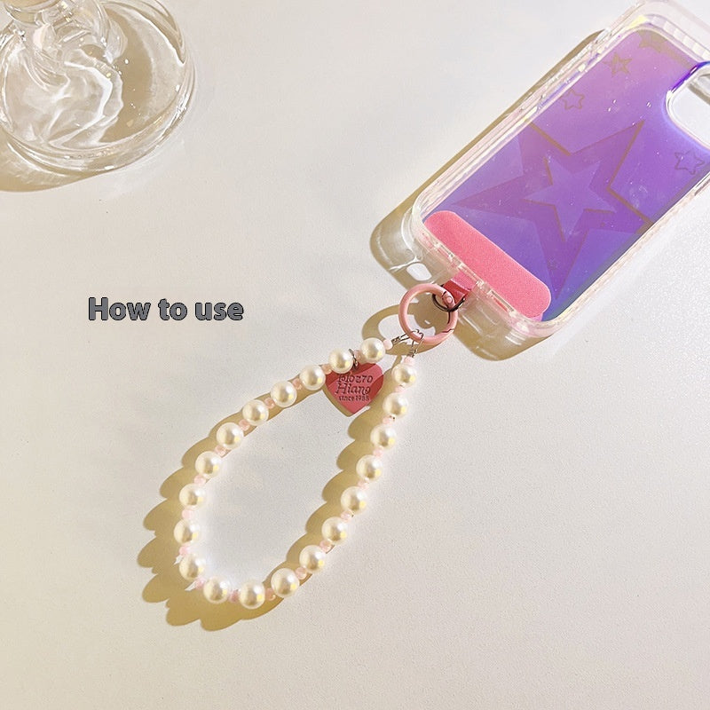 Love Pending Pearl Crossbody Chaîne Wristband Wrist Strap Universal Mobile Phone Lanyard