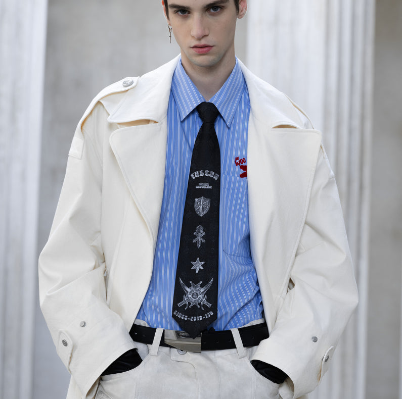 Design original Chevalier royal Non-Necktie Brodé Twill Zipper Celebrity-Style Tie