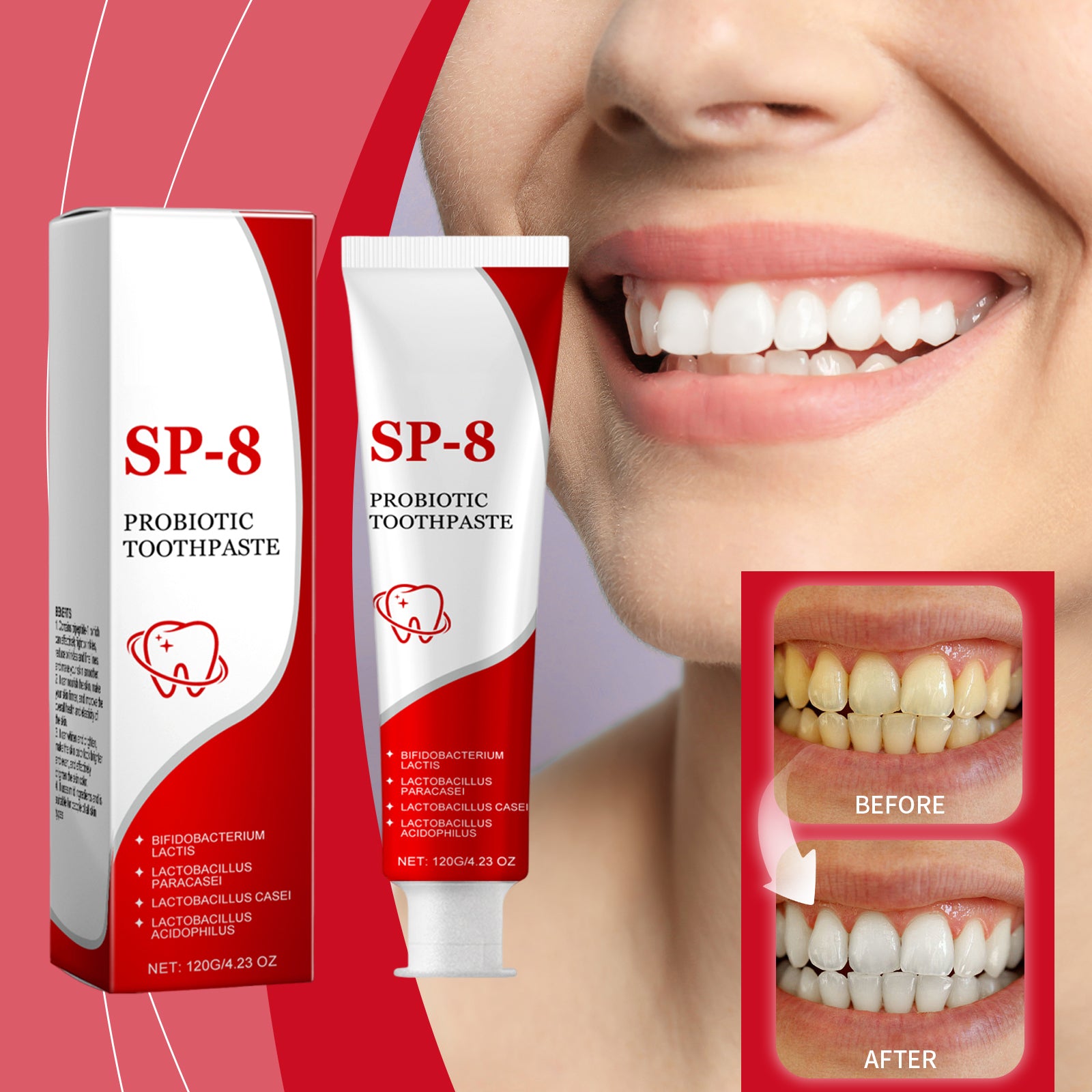 Blanchiment probiotique et dentifrice amovible 120g