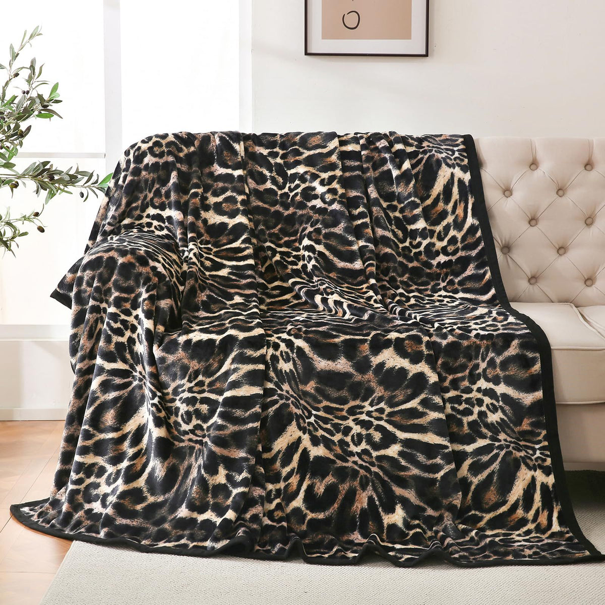 Classique Leopard-print Flannel Blanket Style moderne