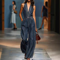 Ensemble de saut en denim sans manches pour femmes Casual Retro