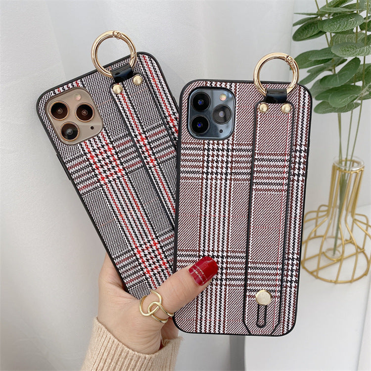 Cute Retro Plaid Strap Bracket Coque de téléphone