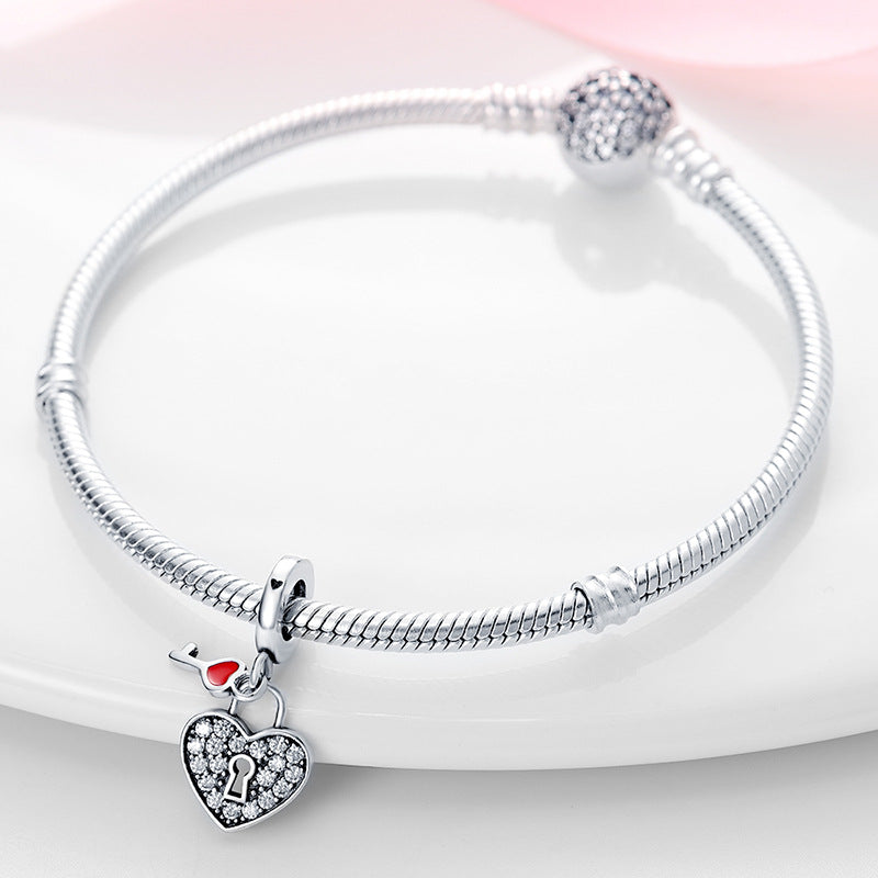 Accessoire pendentif à clé de verrouillage cardiaque rétro