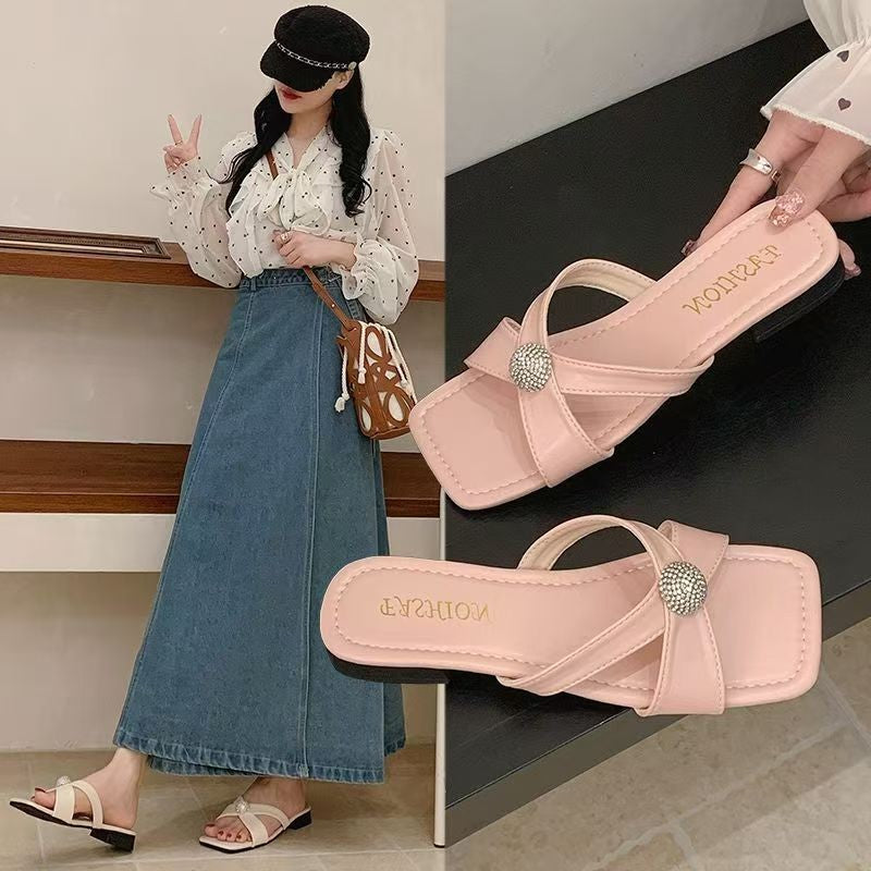 Femmes Style de fée Toe ouvert T-Strap Sandales à glissière plate