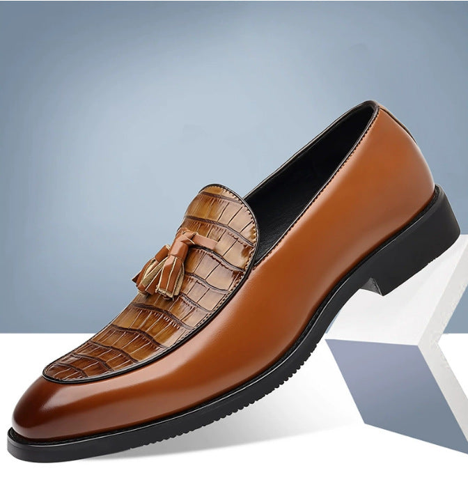Hommes Pointed-Toe British-Style Business-Casual Slip-On Chaussures en cuir
