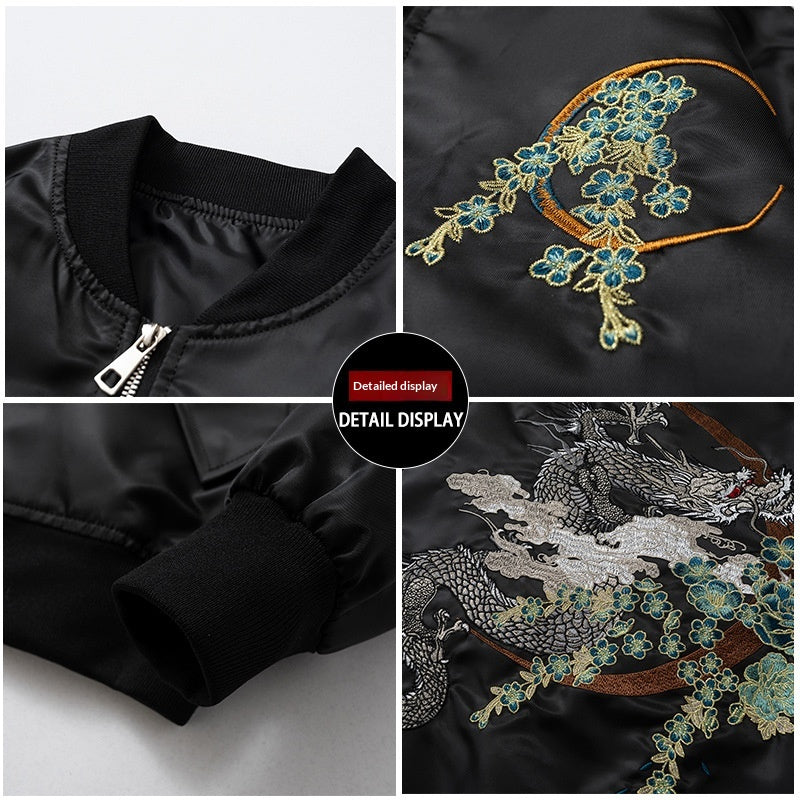 Style national Retro Auspicious Dragon Brodery Veste Hommes Bomber Manteau