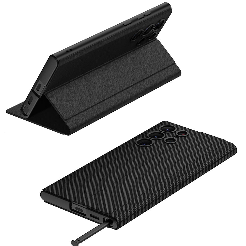 Boîtier de téléphone en cuir tout compris à aspiration magnétique à trous fins