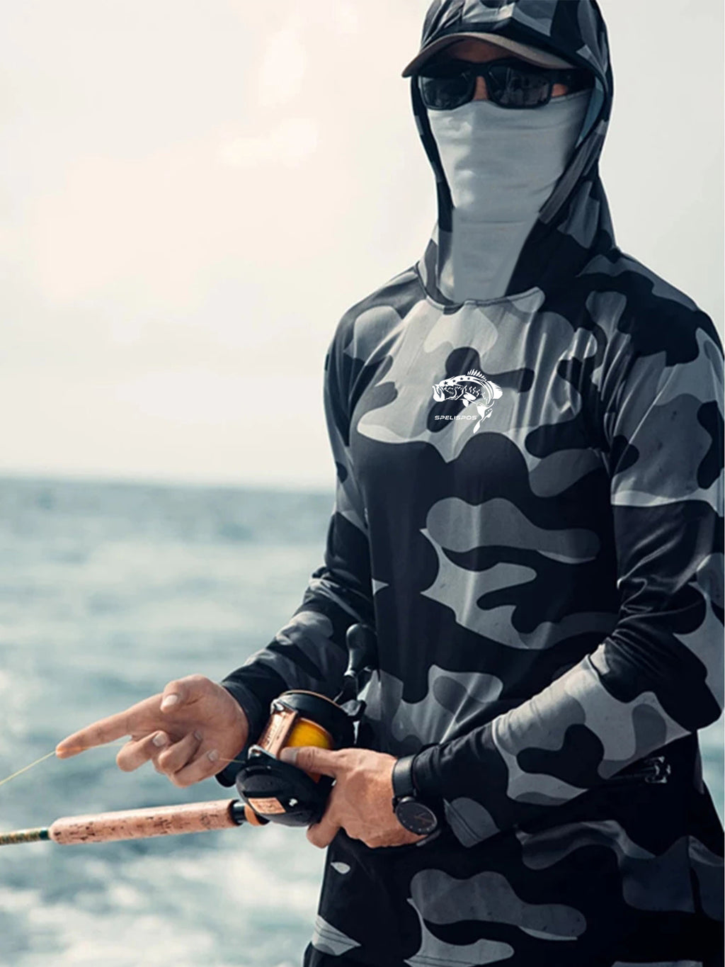 Pêche Hoodie voile chemise Surf couverture visage cou été hommes longue manches chasse Jersey