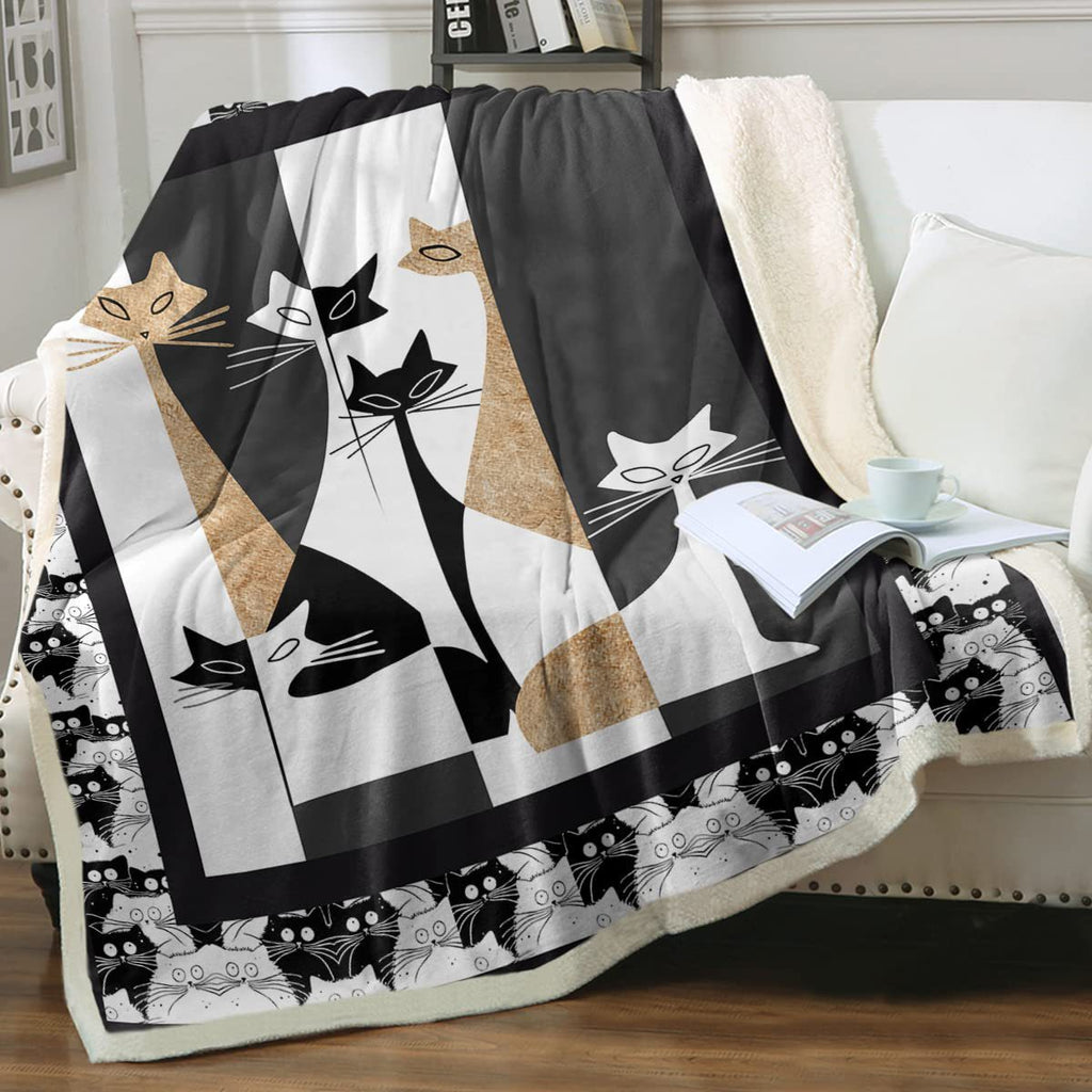 Cat Sherpa Blanket Animal Pattern Printing Enfants double couche
