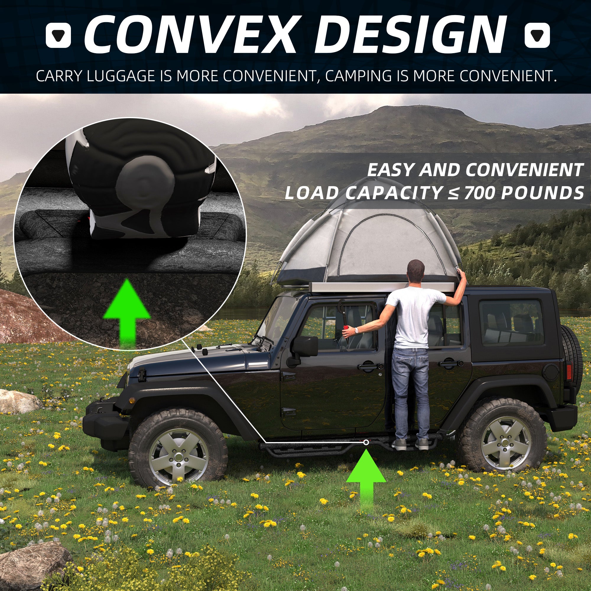 Barres des marches de descente pour 07-18 Jeep Wrangler JK Unlimited 4 Door