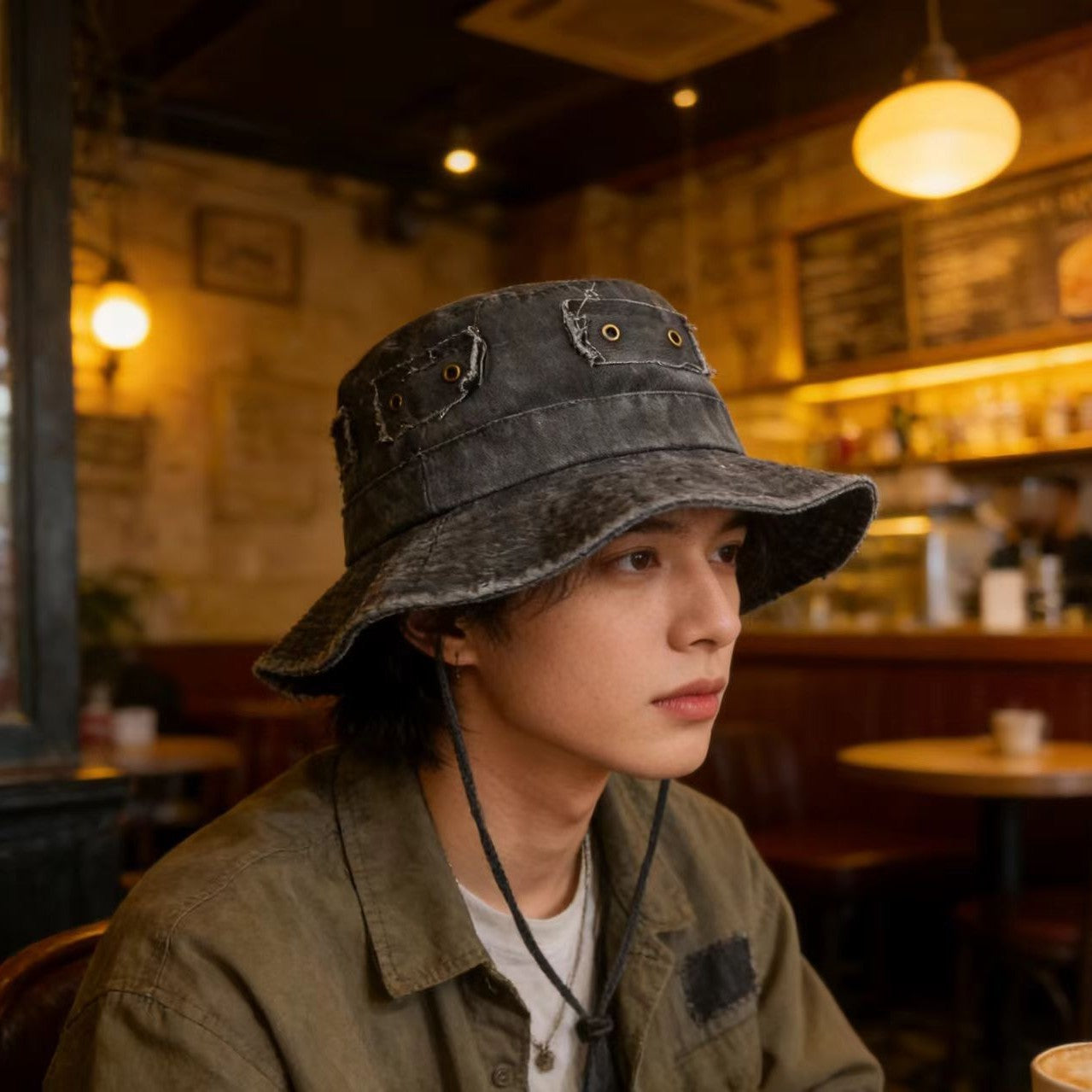 Chapeau de seau Lavé-cotton rétro pour la protection solaire à l'extérieur