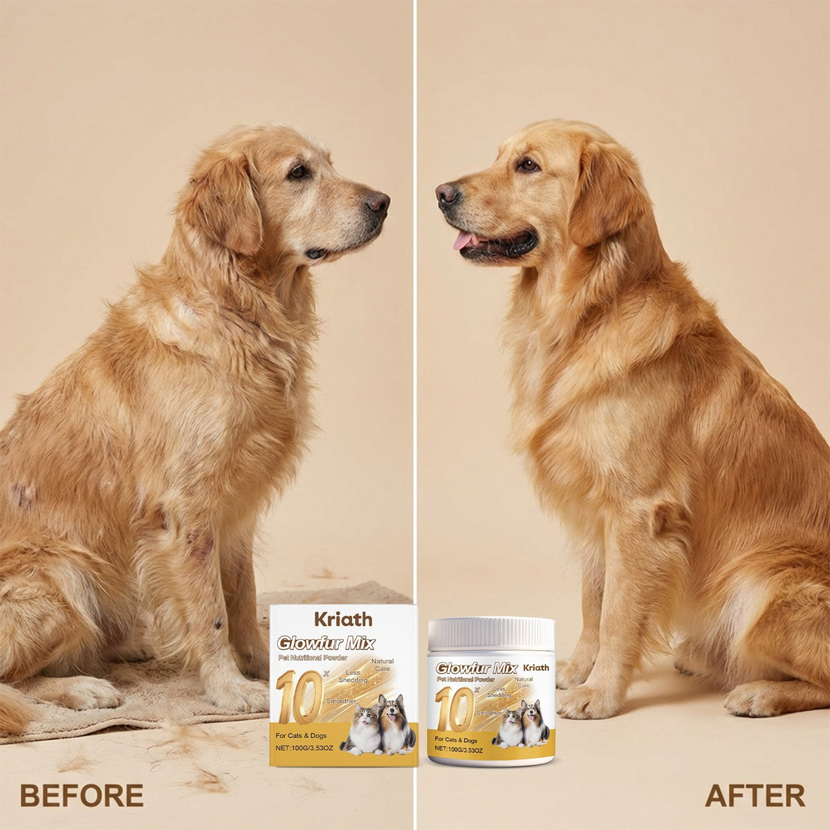 Kriath Pet Peau et soins capillaires Poudre nutritionnelle Poudre quotidienne de soins pour animal doux et brillant