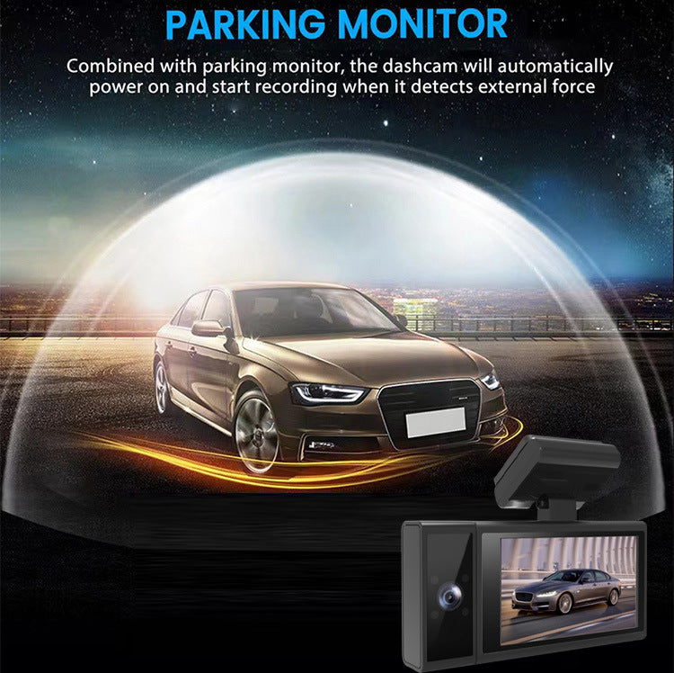 WIFI Driving Recorder Trois Lens Mobile Phone APP Interconnexion Night Vision Large Large Wide