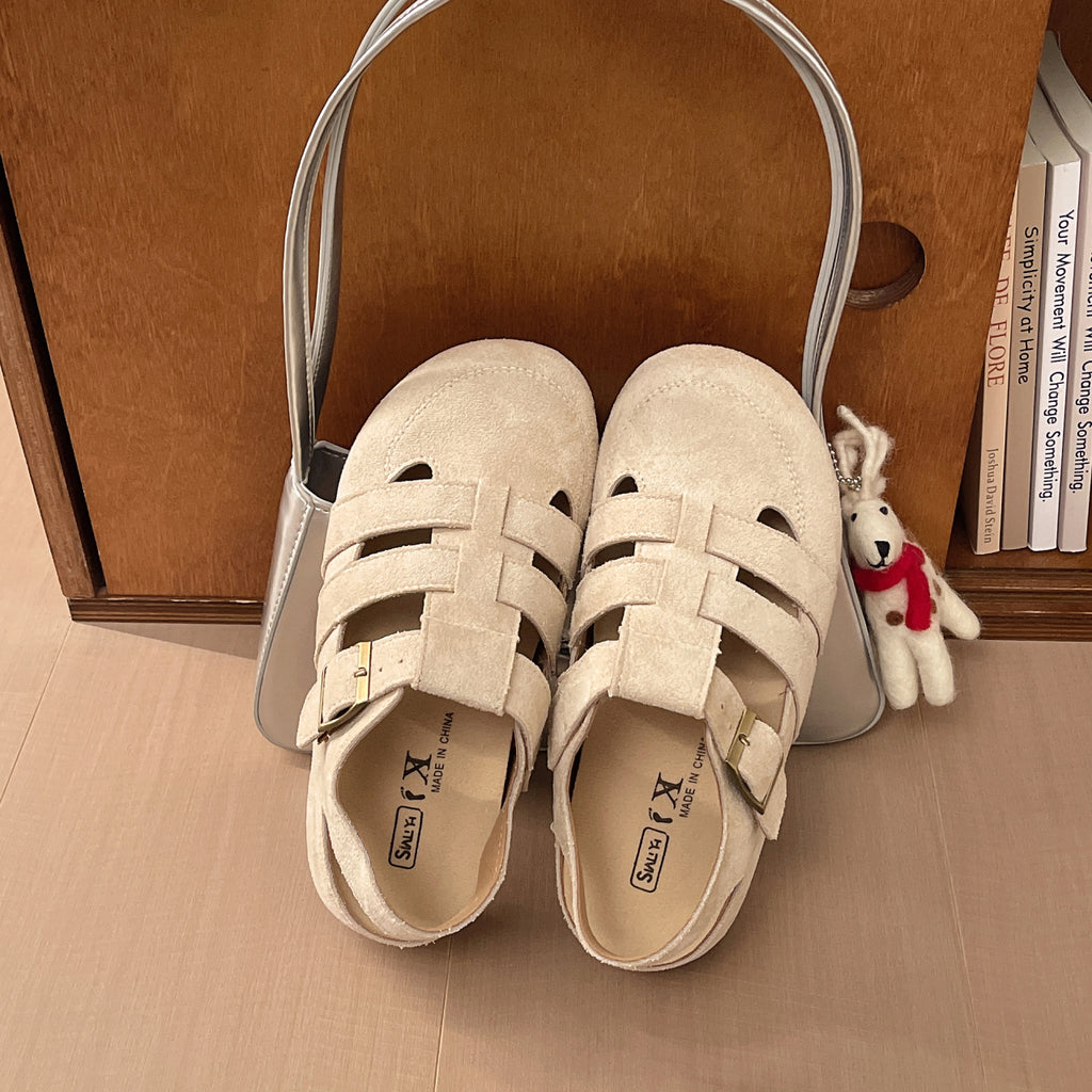 Été Versatile Soft Sole Respirant Hollow Out orteil fermé Invisible Wedge Sandales romaines