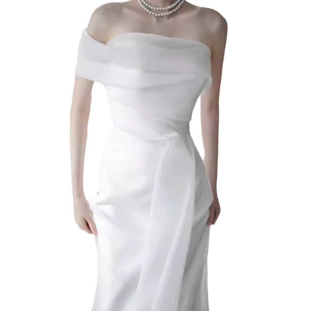 Robe de mariée légère française hors-épaule