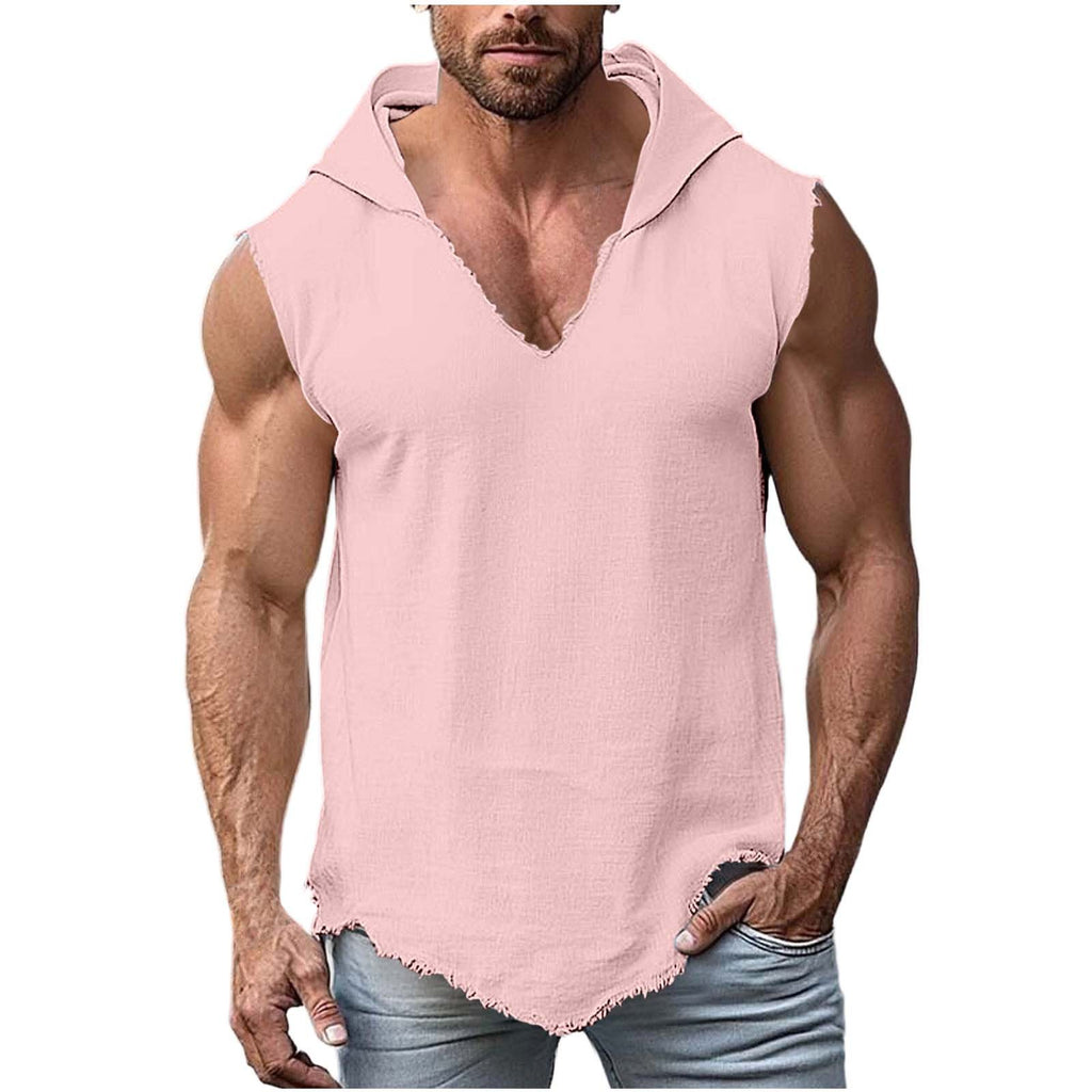 Homme Sporty Casual Solid-Color Sans manches Fashionnable Haut à capuche léger