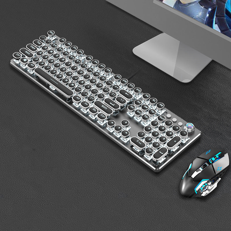 Clavier mécanique Steampunk et jeu de souris Retro 87-key Bureau Ordinateur portable filaire