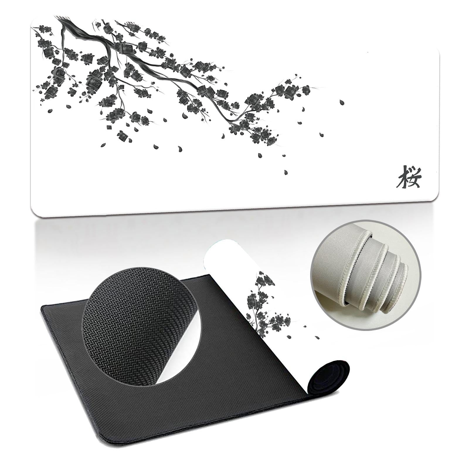 Cerise Blossom Ink-Wash Extra-Large Extra-Thick Mouse Pad
