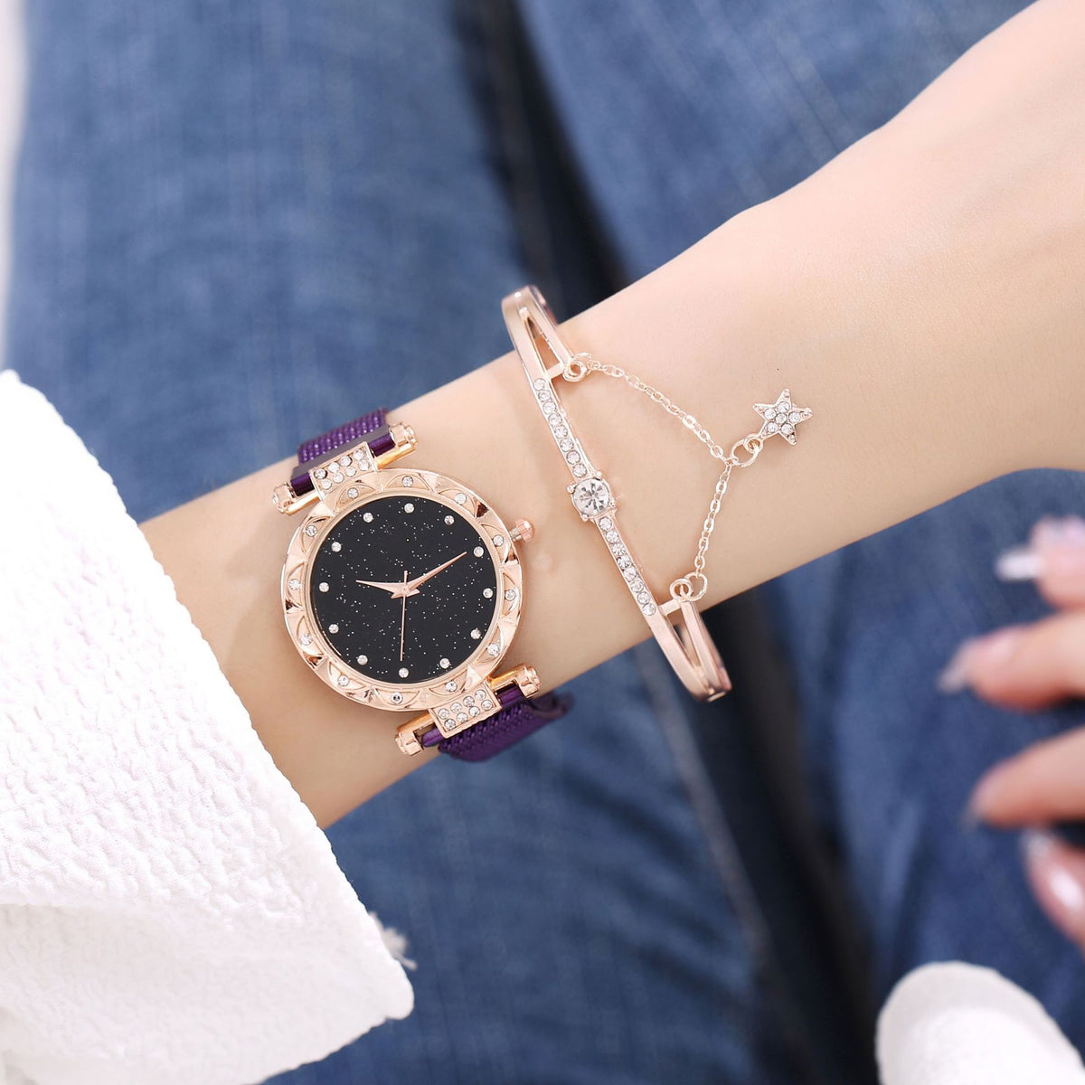 Ensemble de bracelets magnétiques pour femmes Montre à quartz