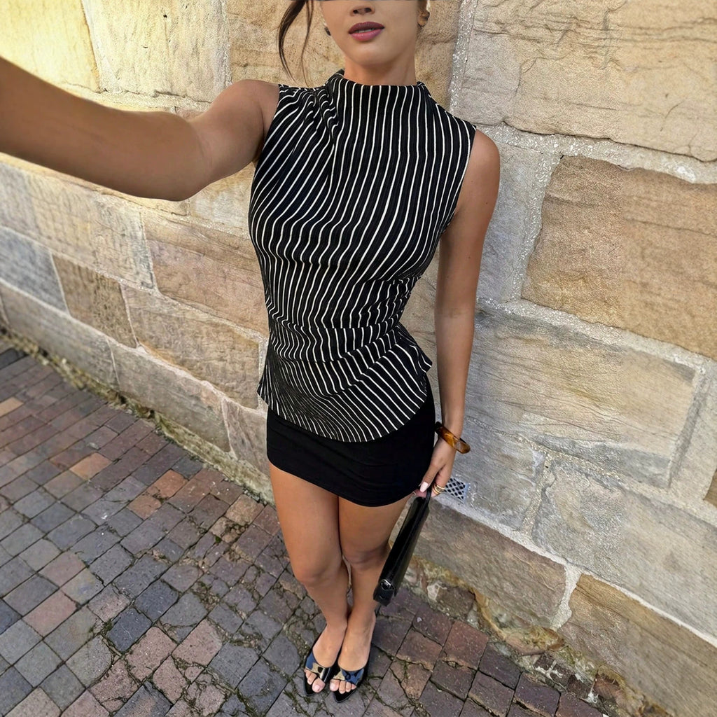 Chemise à camisole sans manches à col haltère d'été