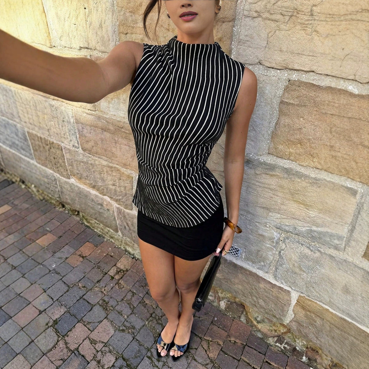Chemise à camisole sans manches à col haltère d'été