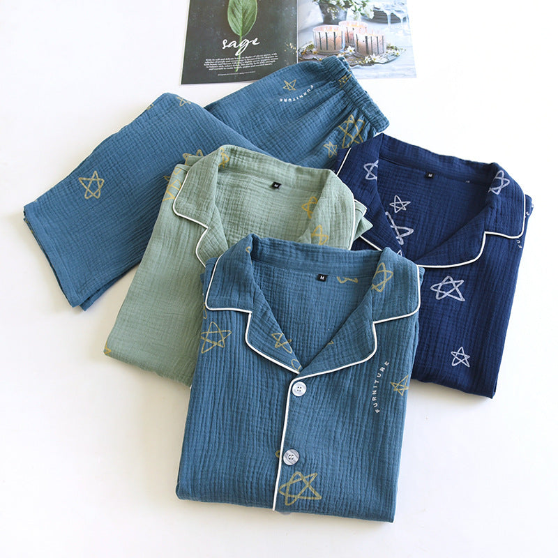 Crêpe de coton pour hommes Double couche Gauze Pajamas
