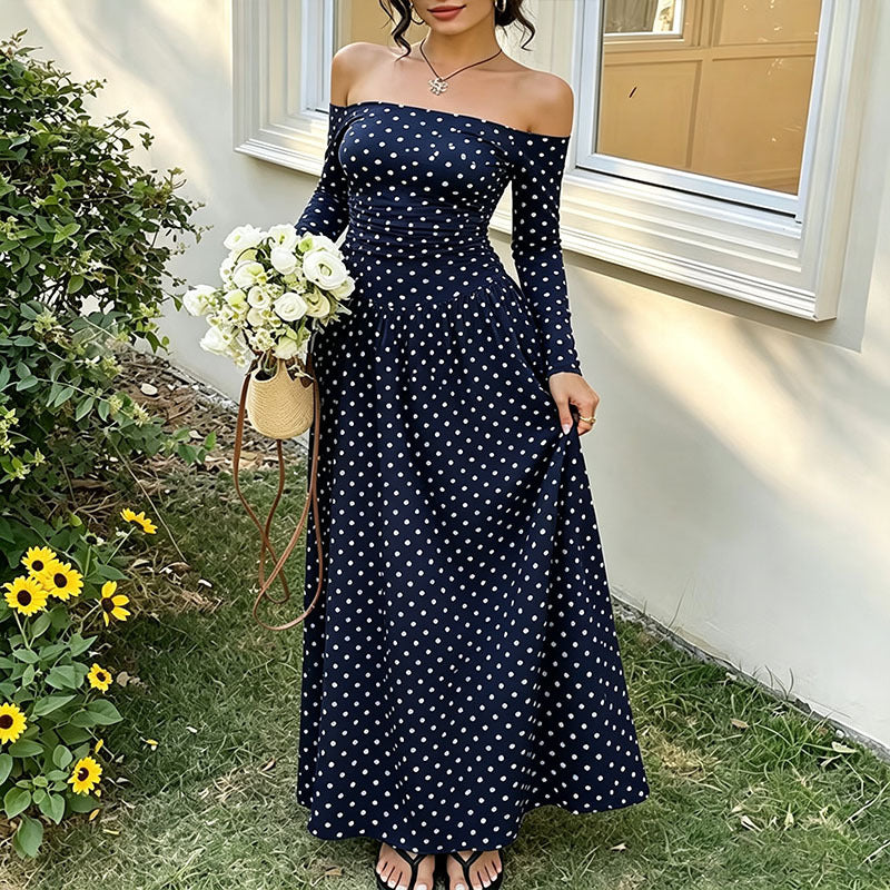 Long-sleeved polka dot dress