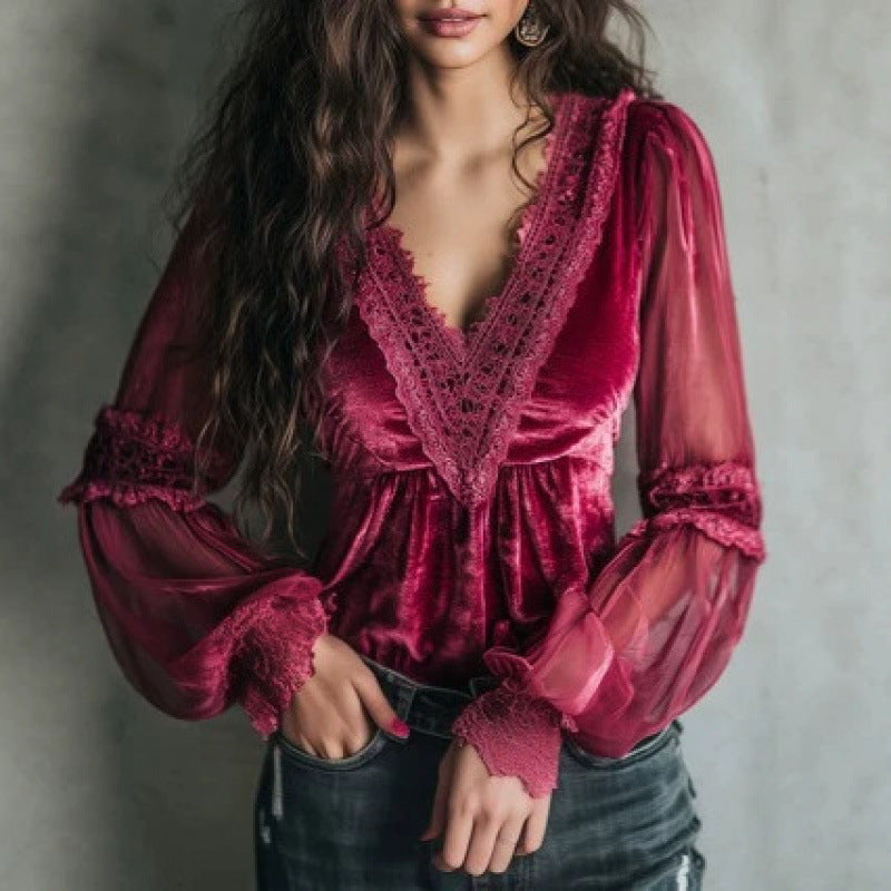 Chiffon Shirt with Vintage Lantern Sleeves