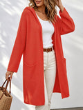 Printemps Automne Quotidien à capuche Long Cardigan