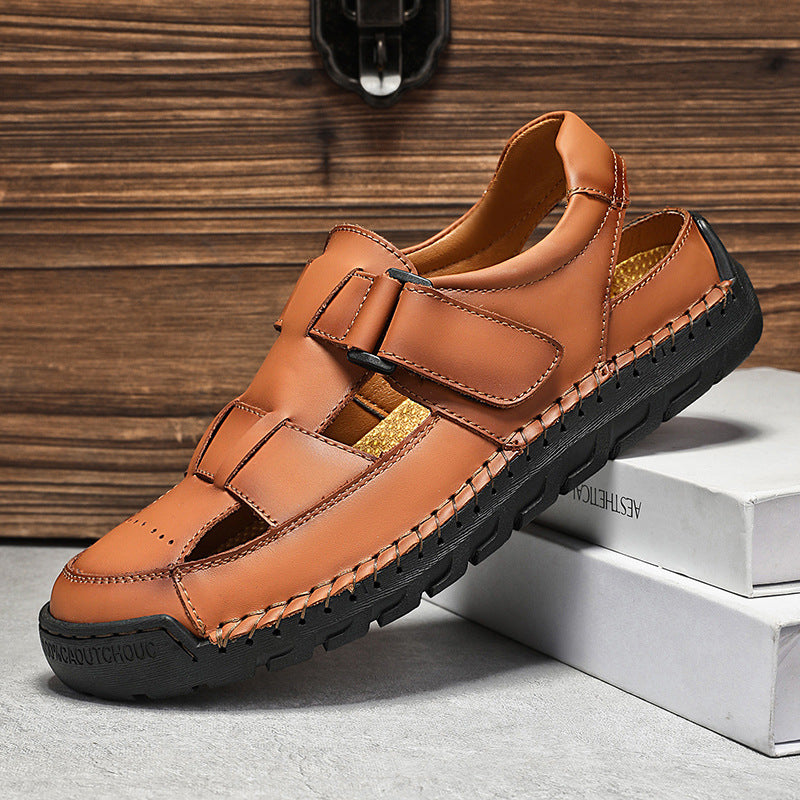 Sandales homme Été Cuir plein grain