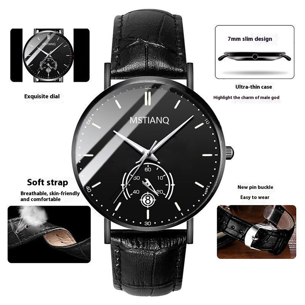 Trade Watch Stylish Black Technology Ceinture en acier raffiné calendrier casual coréen