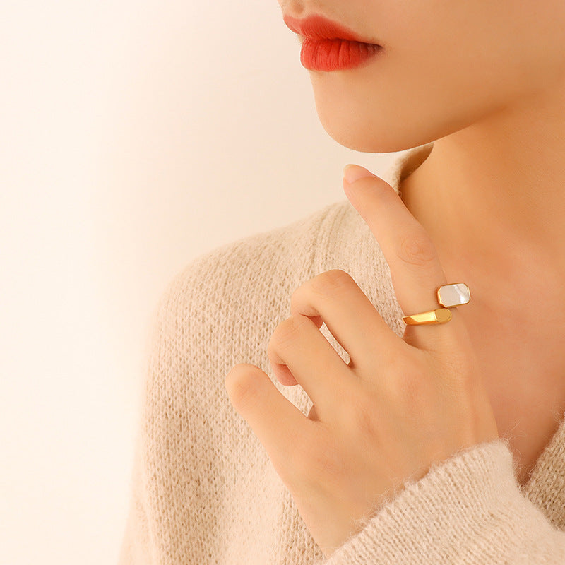 Vintage Mode White Seashell Anneau