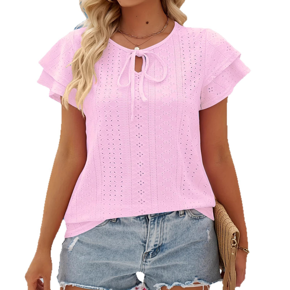 Women's Plus Size Ruffle Short Sleeve Top