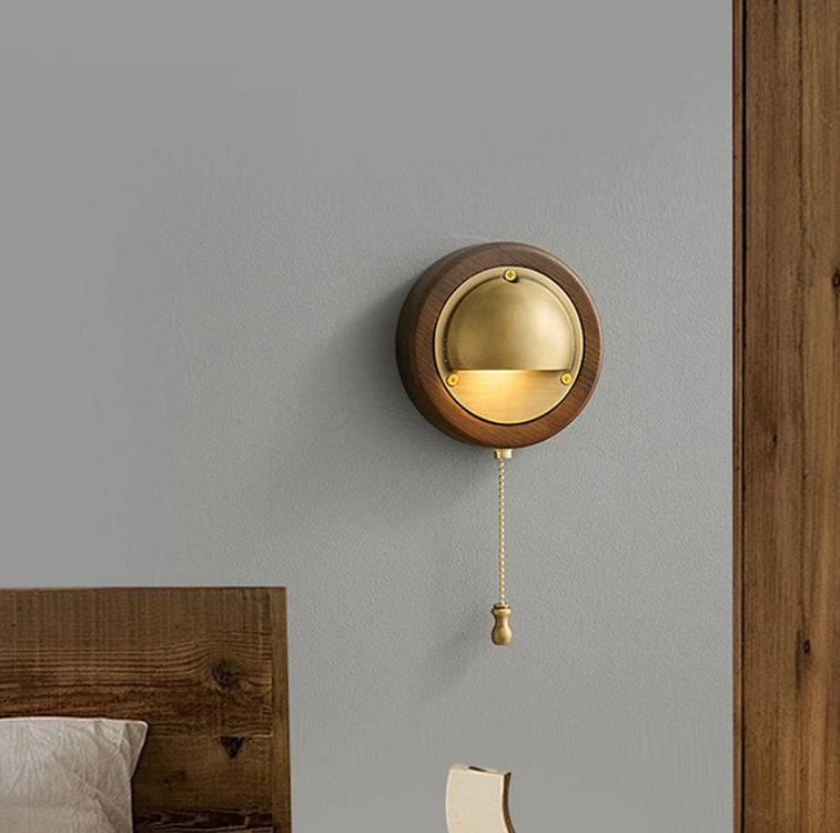 Sconce murale vintage tout-cuivre avec éclairage de couloir d'entrée à chaîne de traction