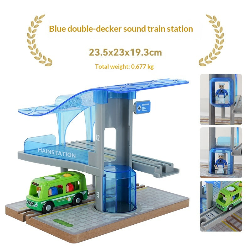 Scène de jeu de Puzzle de train en bois