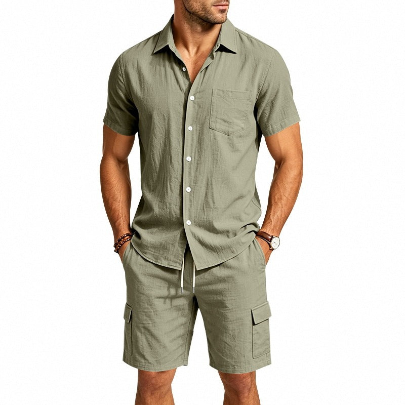 Hommes Linge de maison Chemise à manches courtes et ensemble de shorts de travail