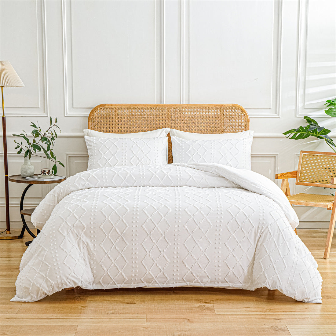 Fournitures européennes et américaines Cut Flower Tufted Plain Quilt Set