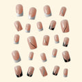 Améliorez votre style 24 pièces long carré pièces de ongles artificiels avec des bandes françaises élégantes