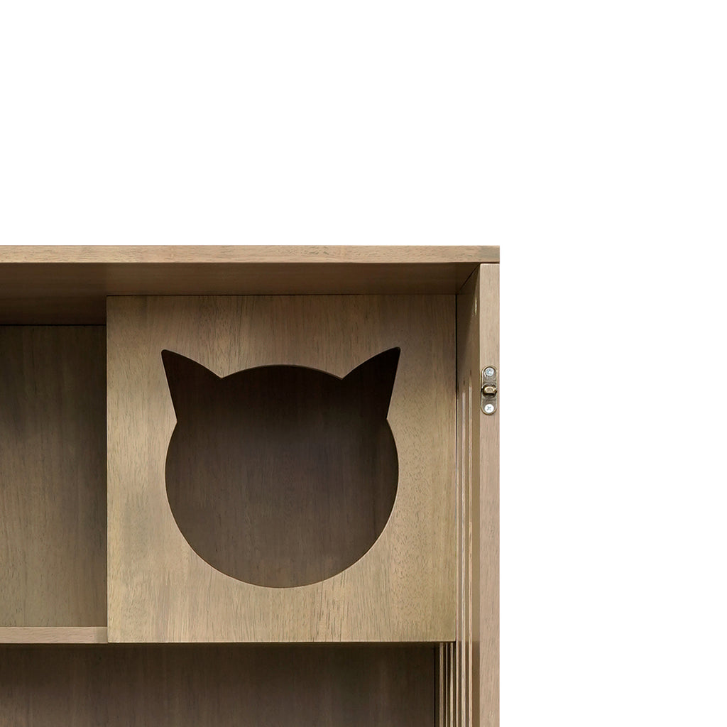 Armoire de chat en bois de caoutchouc Basia avec roues