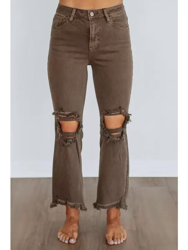 Pantalons de denim retro haute taille