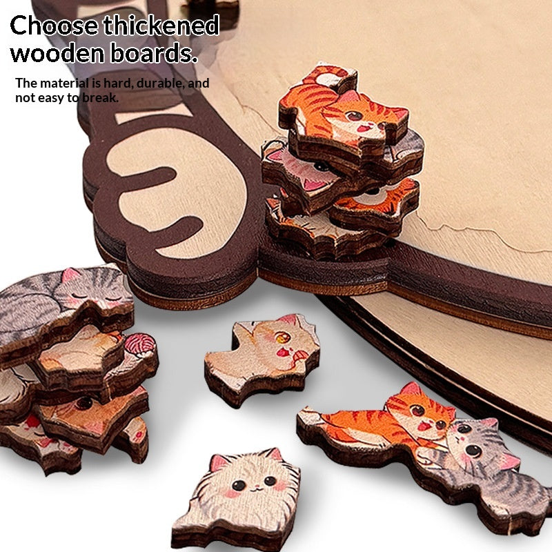 Puzzle en bois Forme de chat mignon Challenging pièces irrégulières avec cadre 3D conception de chat bois