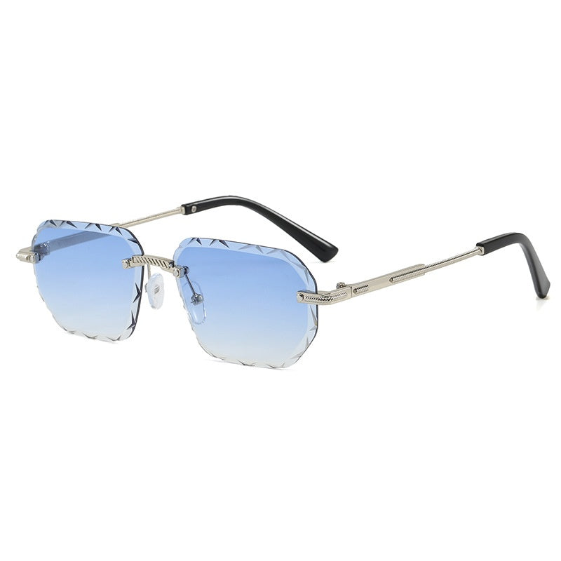 Lunettes de soleil sans cadre polygonale tendance pour femmes
