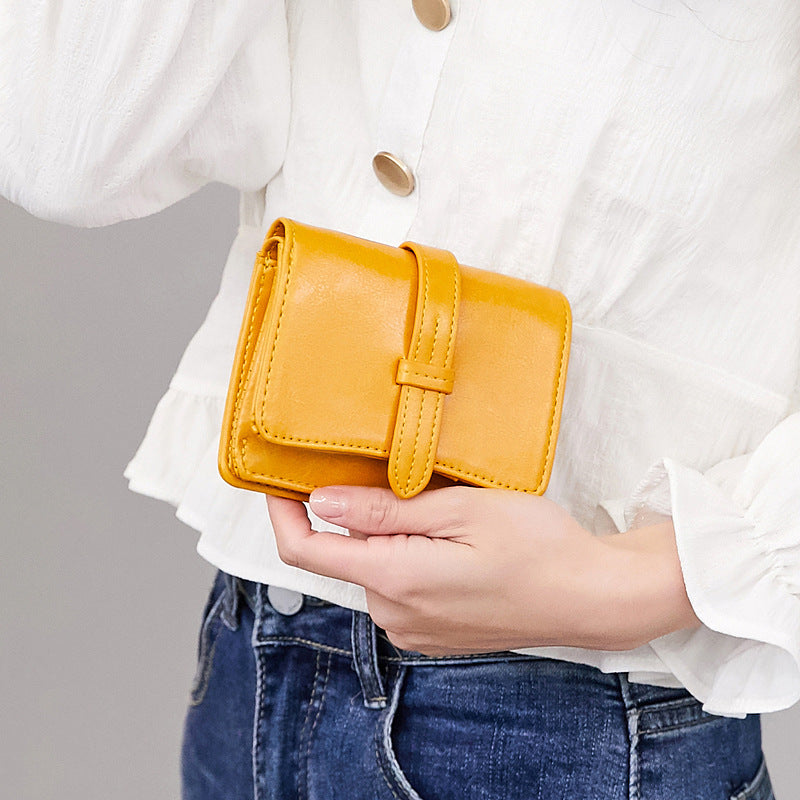 Porte-monnaie femme courte rétro étudiant pièce de la mode de la Purse tout-match Wallet Card Clamp