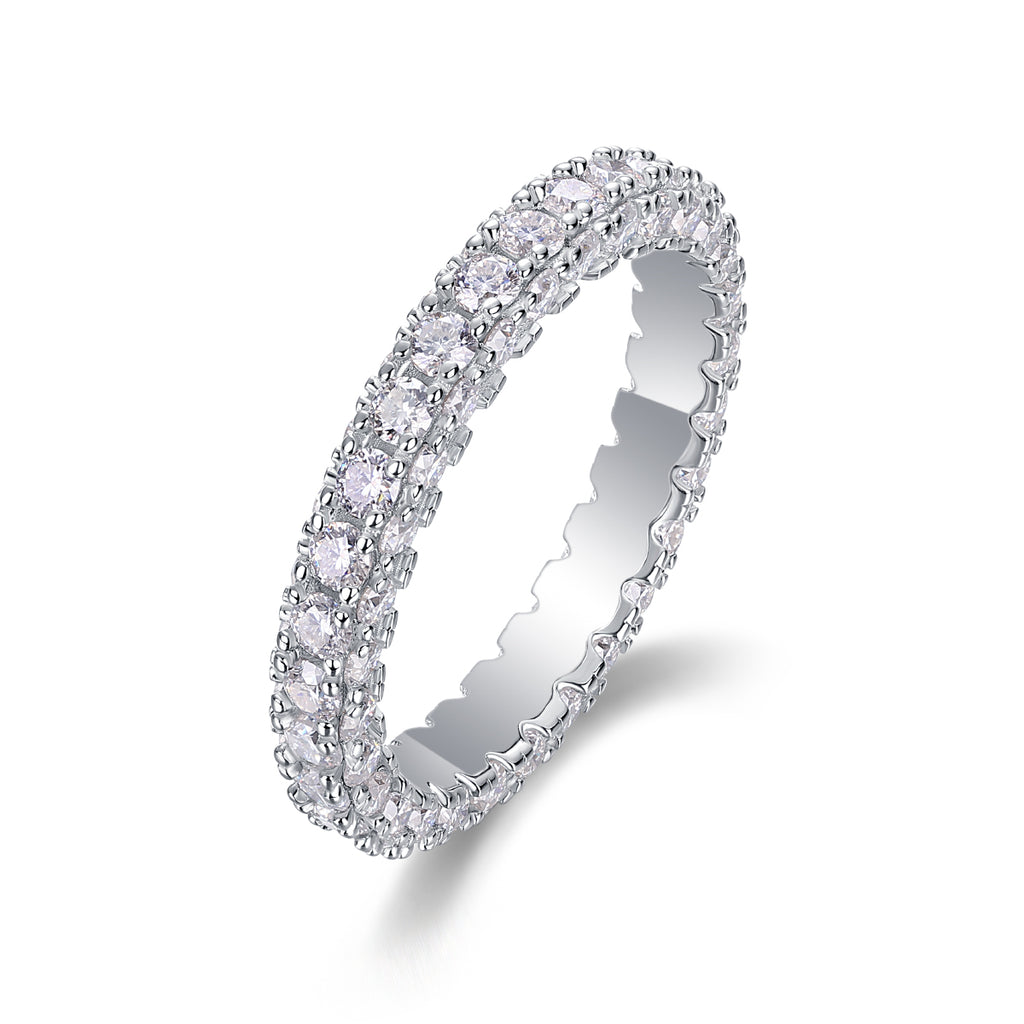 S925 Argent 2.2g Anneau de Moissanite plaqué platine