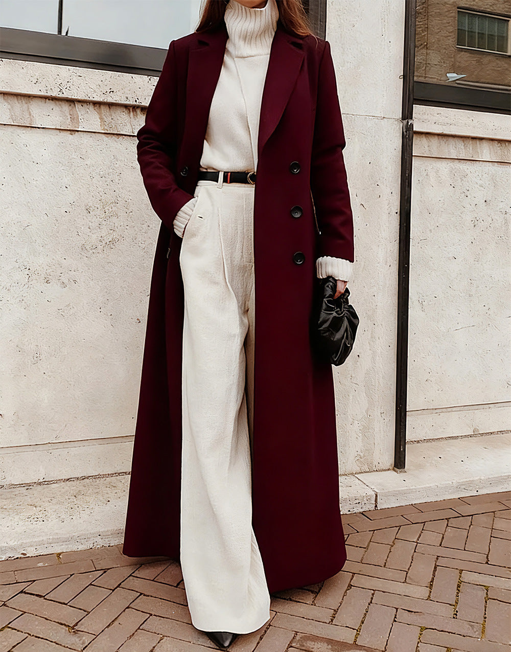Automne Hiver La mode européenne et américaine des femmes Amazon Casual Long Solid Color Warm Wo