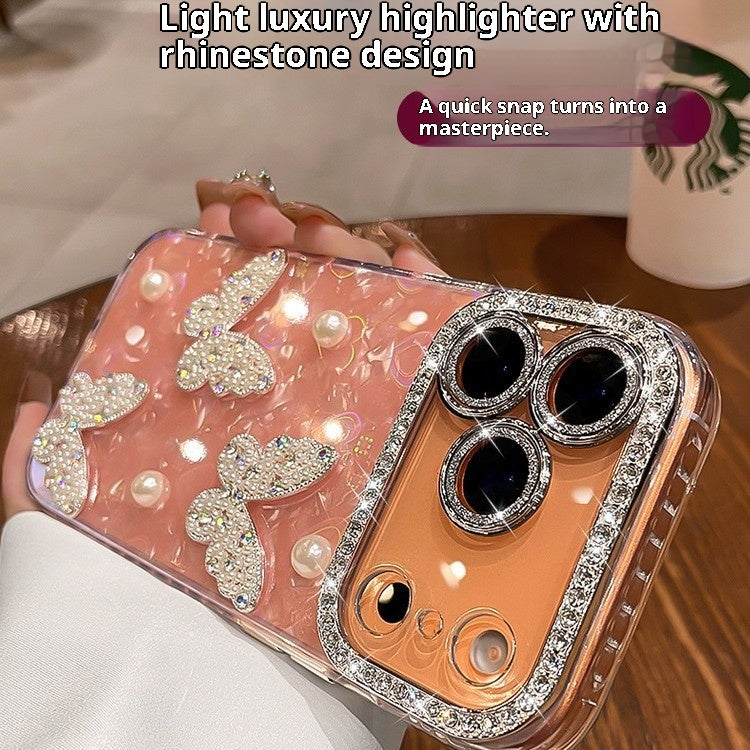 Perle à papillon tridimensionnel Strass Lens Protecteur tout compris