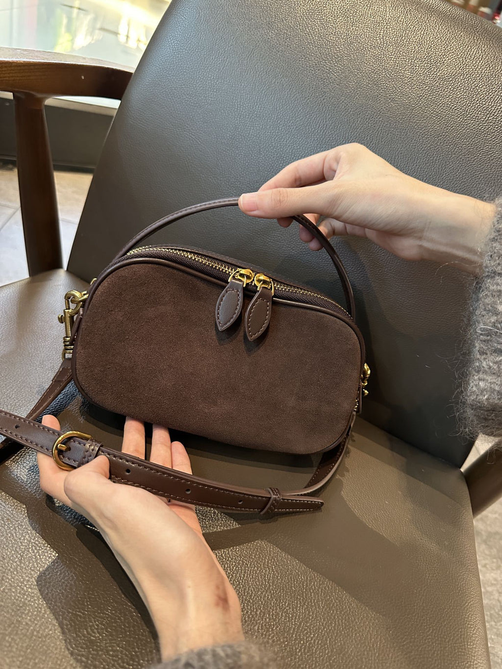 Sac camera Matte Cowhide personnalisable et sac de bowling