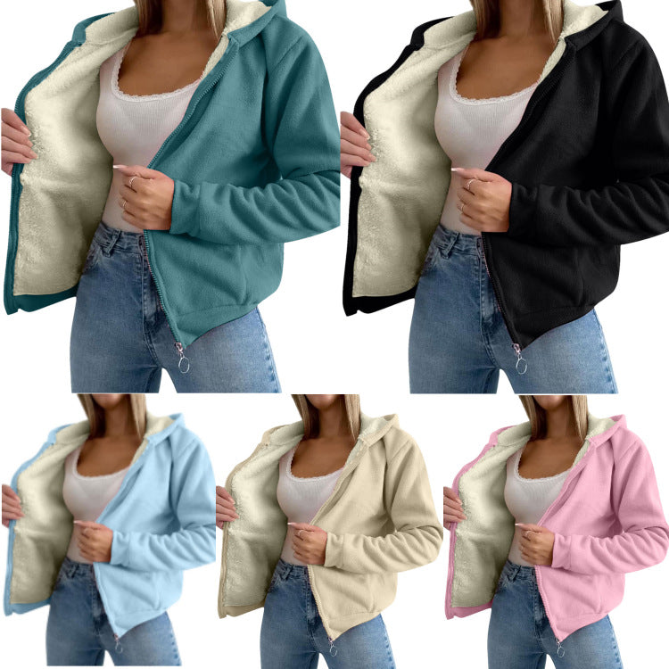 Manteau doublé de polaire pour femmes avec agneaux composites Laine