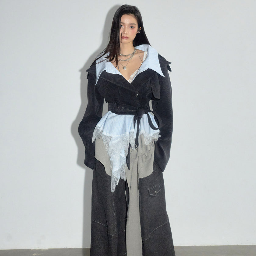 Manteau court en dentelle amovible en deux parties